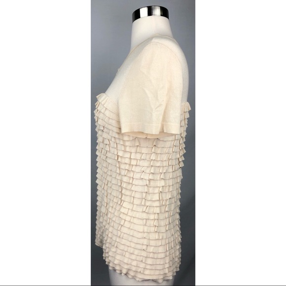 J. Crew Collection Size Small Short Sleeve Ruffle Cardigan Sweater - Picture 4 of 7